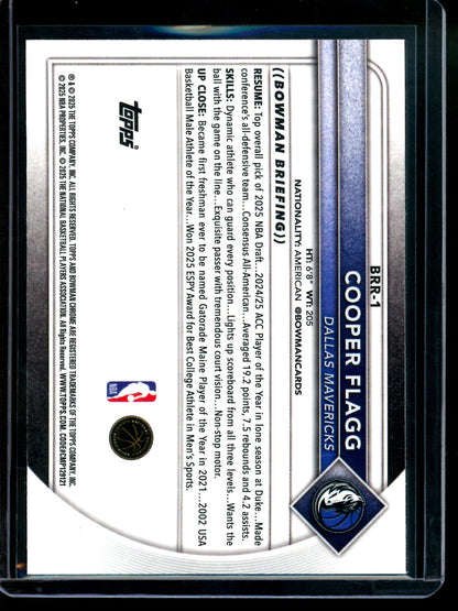 2025 Bowman Chrome Cooper Flagg Red Rookie Refractor Mavericks