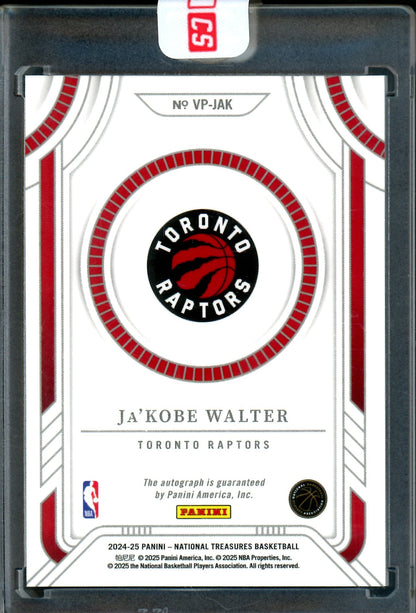 2024 Panini National Treasures Ja'Kobe Walter Rookie Encased Autograph /49 Raptors