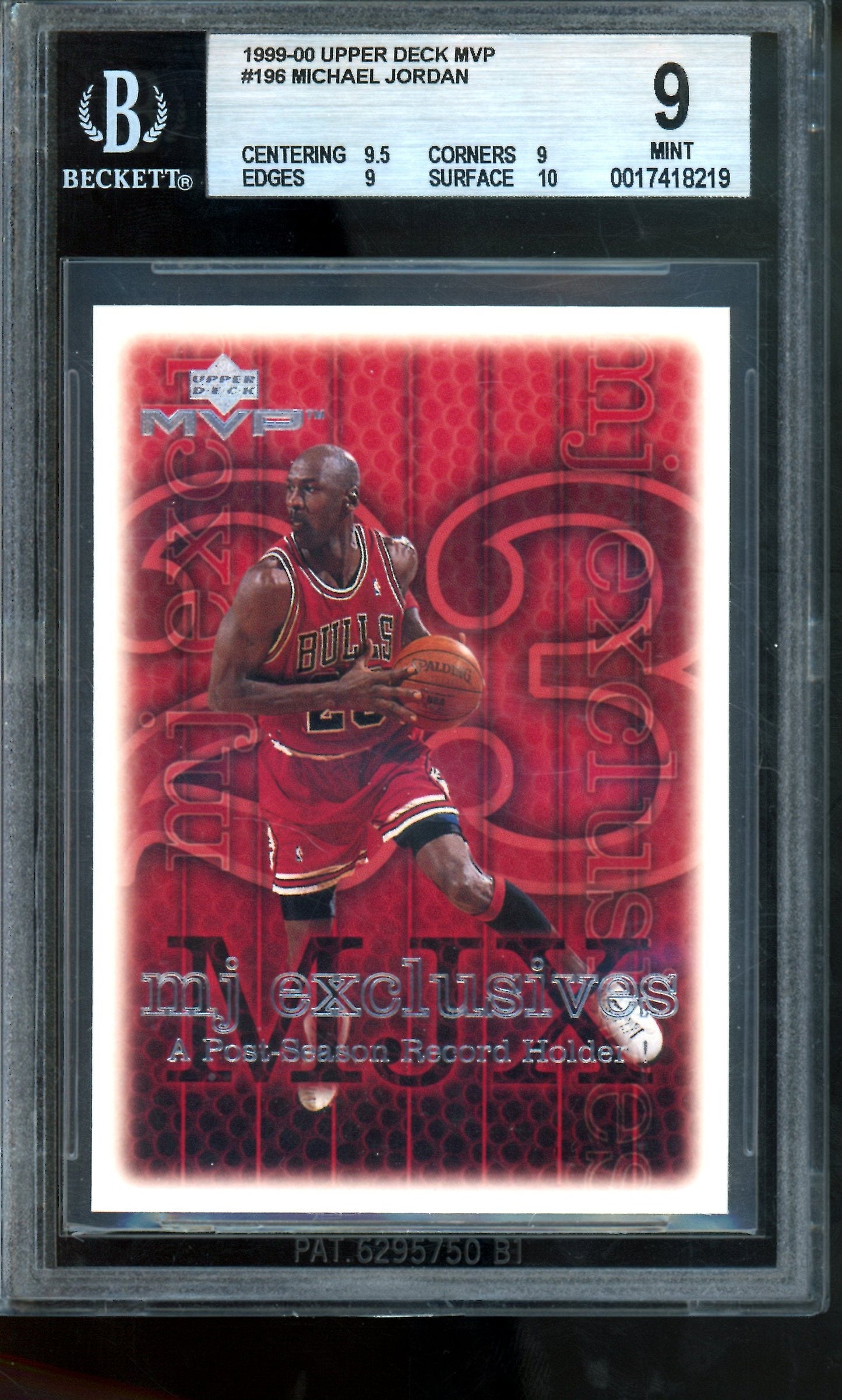 1989 Upper Deck MVP Michael Jordan MJ Exclusives #196 BGS 9 Bulls