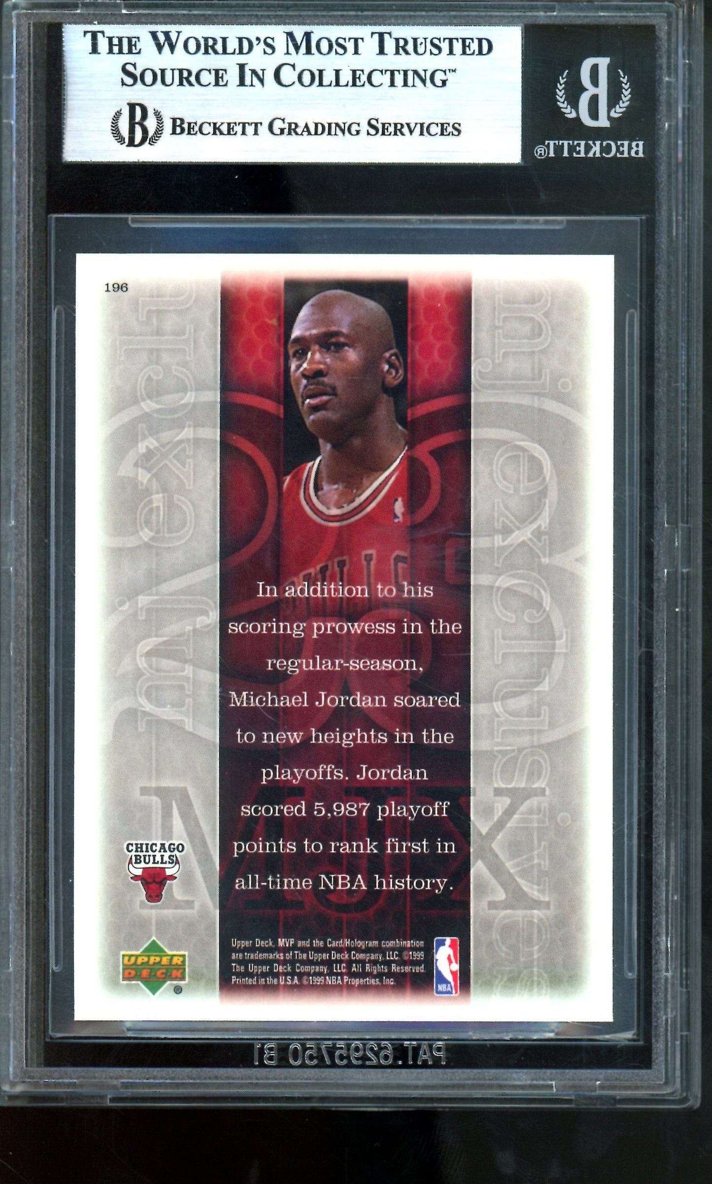 1989 Upper Deck MVP Michael Jordan MJ Exclusives #196 BGS 9 Bulls
