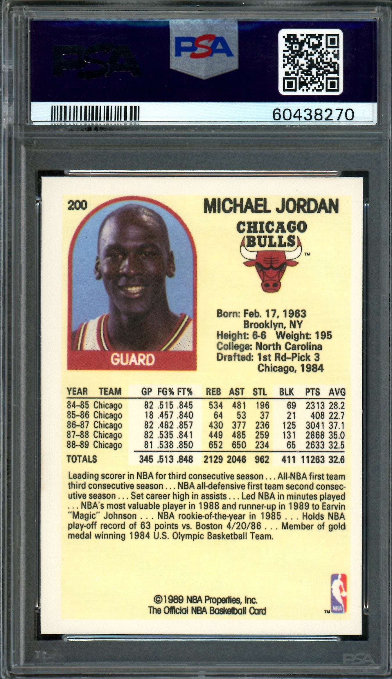 1989 Panini Hoops Michael Jordan #200 PSA 9 Bulls
