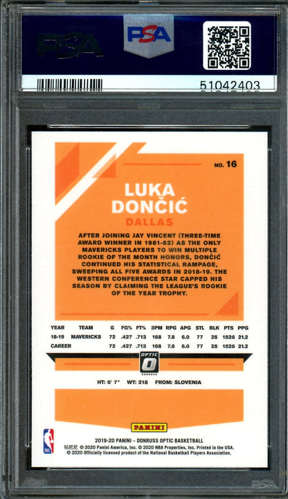 2019 Panini Optic Luka Doncic #16 PSA 10 Mavericks