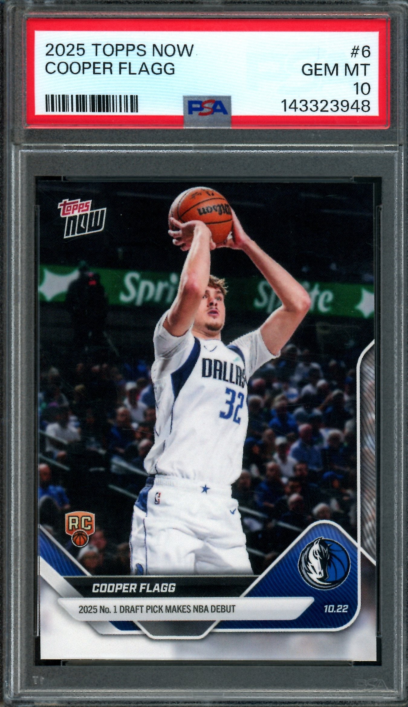 2025 Topps Now Cooper Flagg Rookie #6 PSA 10 Mavericks