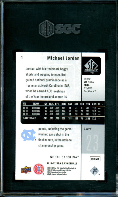 2011 Upper Deck SP Authentic Michael Jordan #1 SGC 10 Bulls / UNC