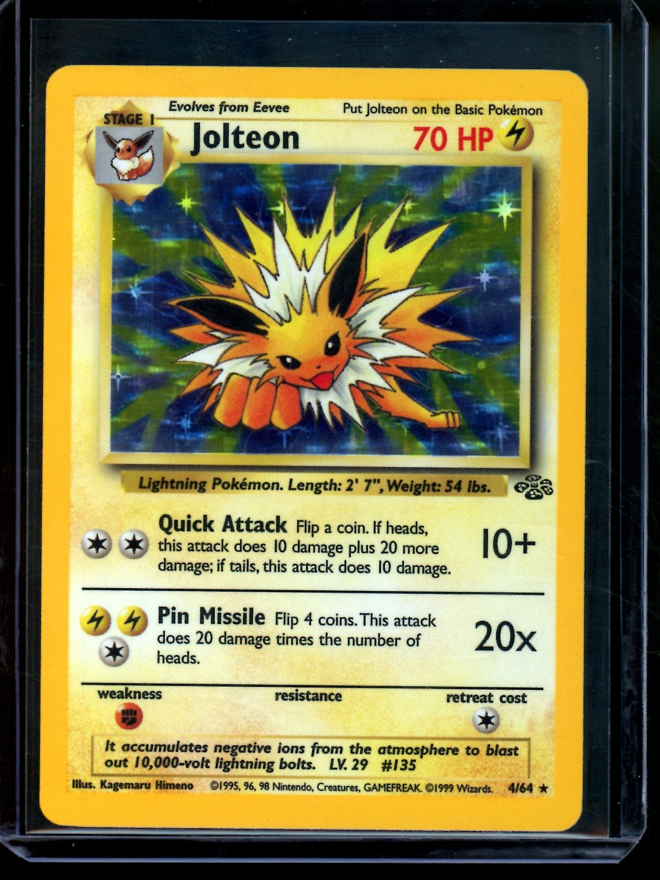 1999 Pokemon Jungle Jolteon Holo 4/64