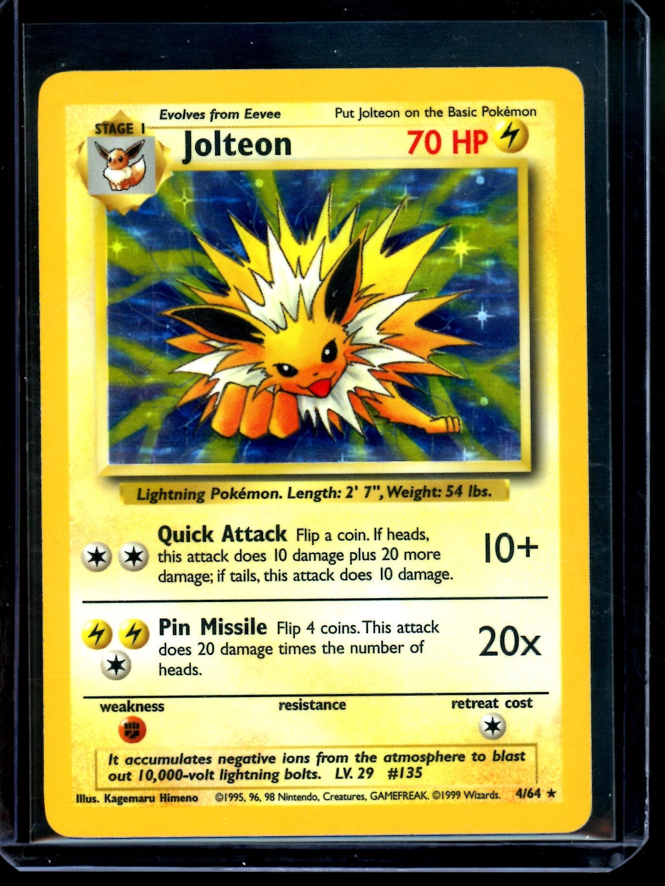 1999 Pokemon Base Set Jolteon Holo 4/64