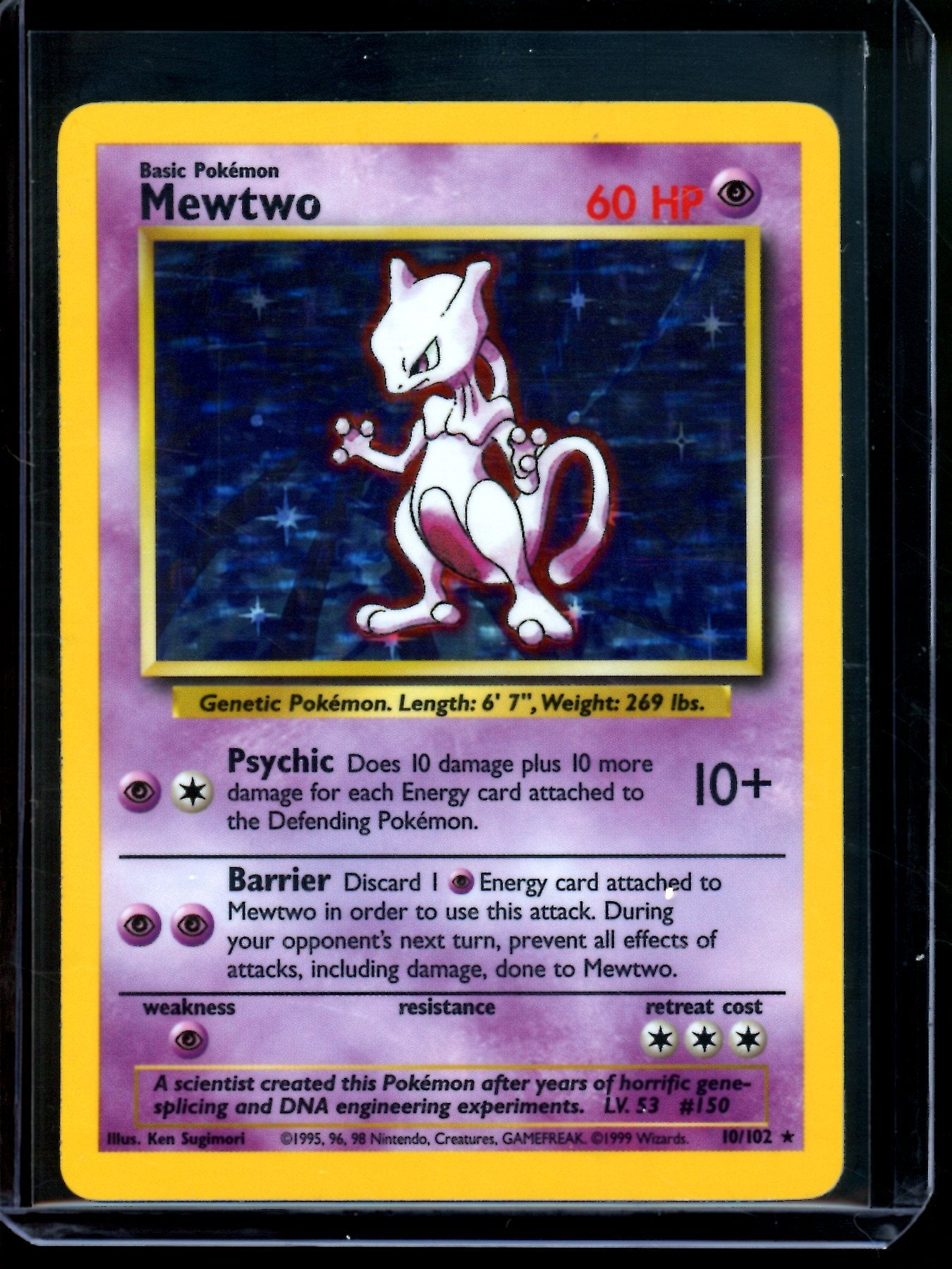 1999 Pokemon Base Set Mewtwo Holo 10/102 (A)