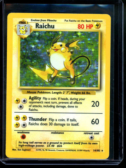1999 Pokemon Base Set Raichu Holo 14/102