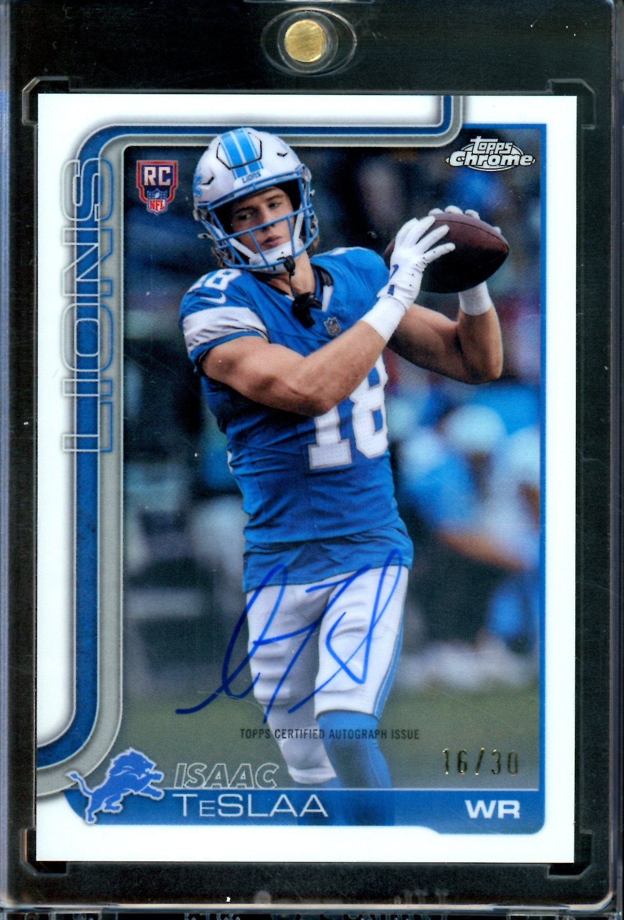 2025 Topps Chrome Isaac TeSlaa Rookie White Refractor Autograph /30 Lions