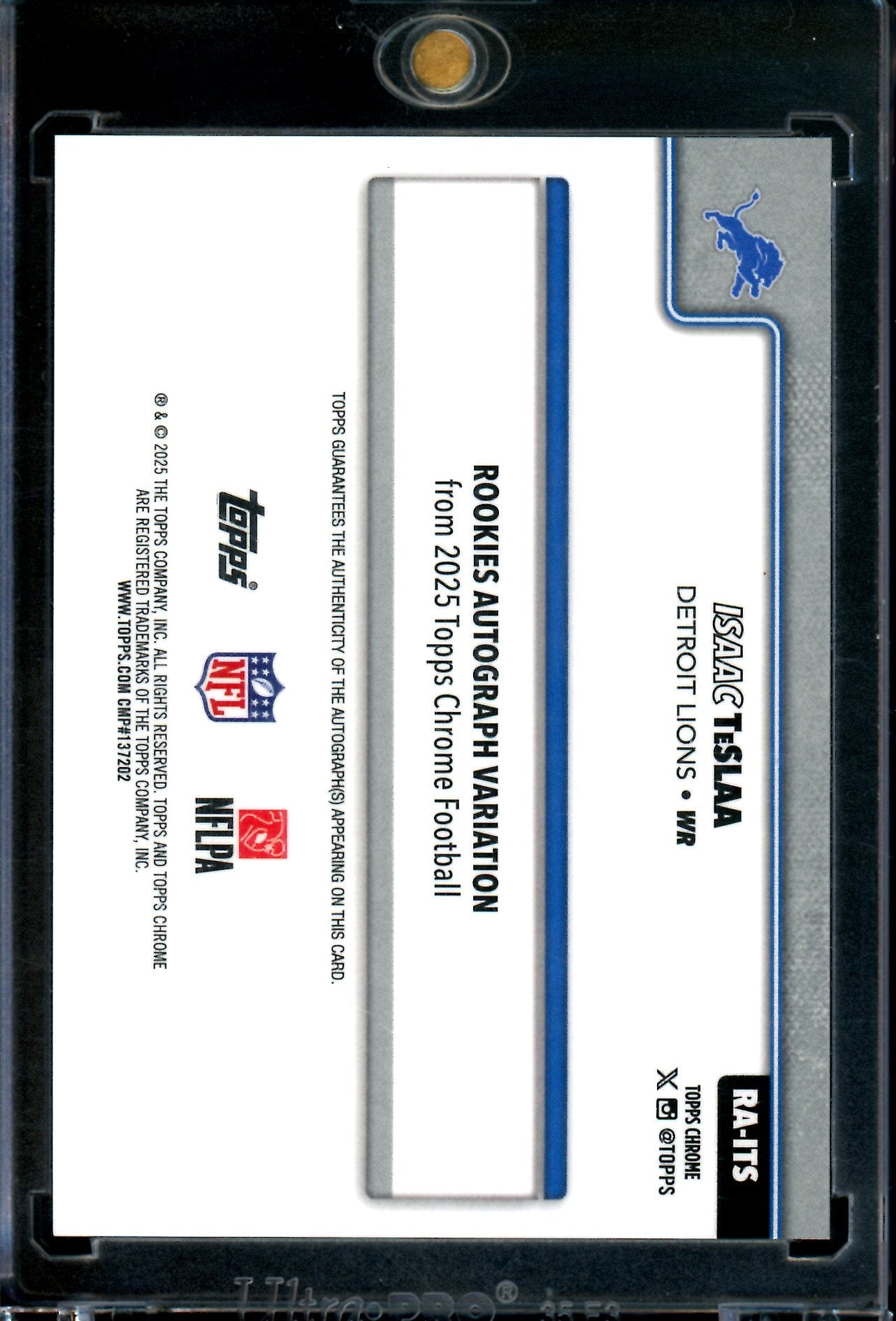 2025 Topps Chrome Isaac TeSlaa Rookie White Refractor Autograph /30 Lions