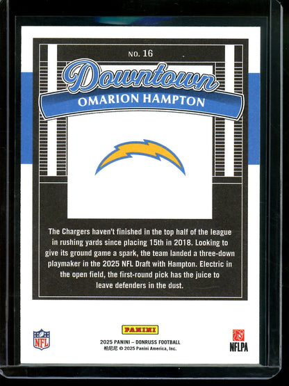 2025 Panini Donruss Omarion Hampton Rookie Downtown Case Hit Chargers
