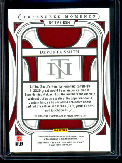 2025 Panini National Treasures Collegiate DeVonta Smith Treasured Moments Autograph Gold /10