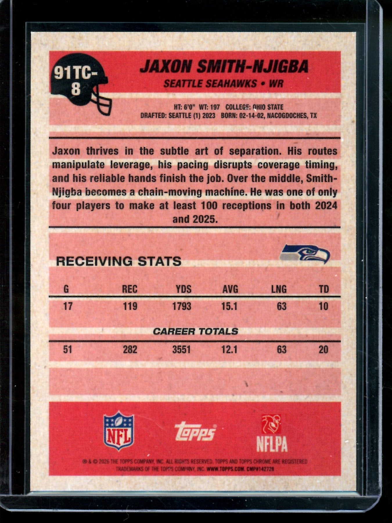 2026 Topps Chrome Jaxon Smith-Njigba Gold Mojo Refractor /50 Seahawks