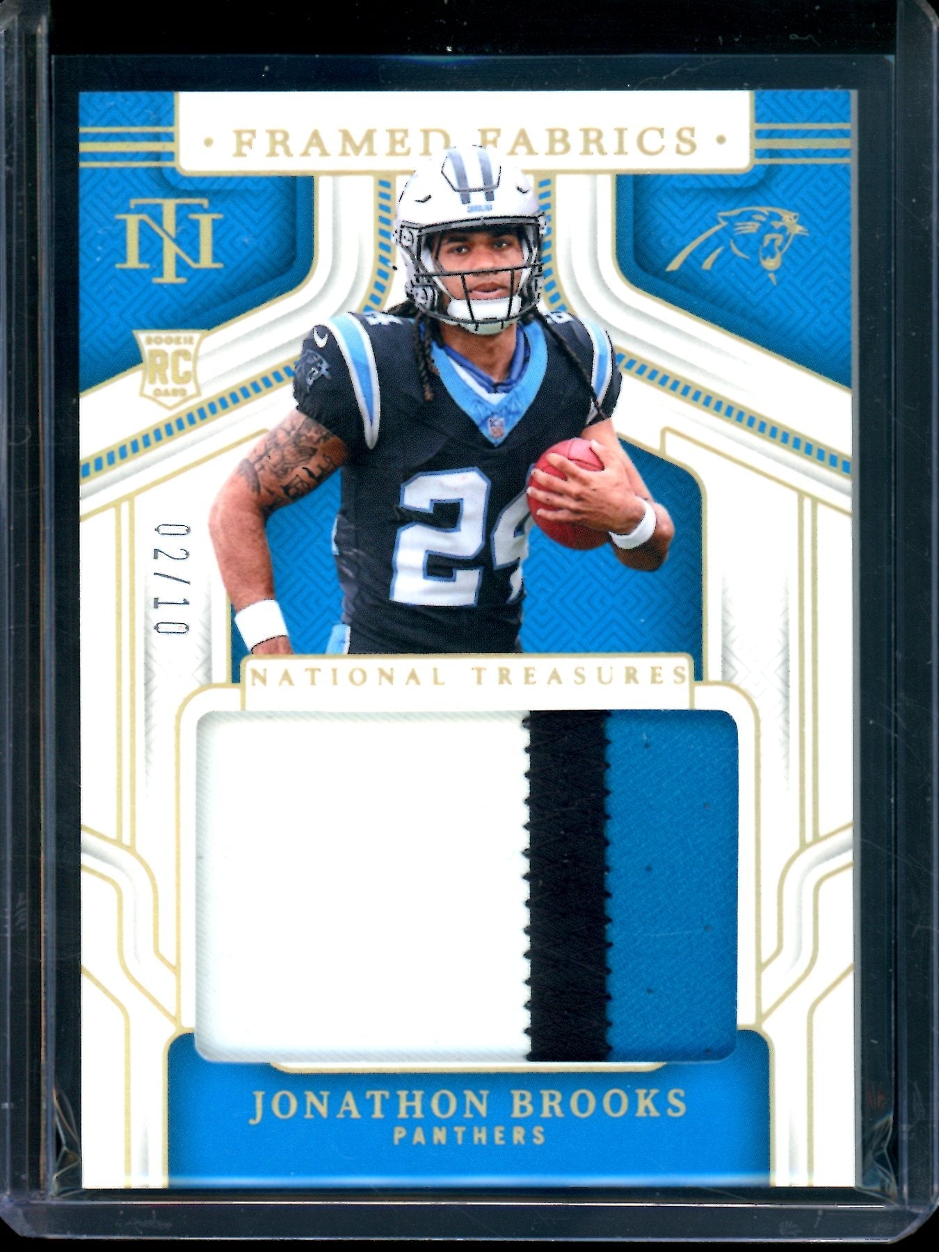 2024 Panini National Treasures Jonathon Brooks Framed Fabrics Rookie Relic /10 Panthers