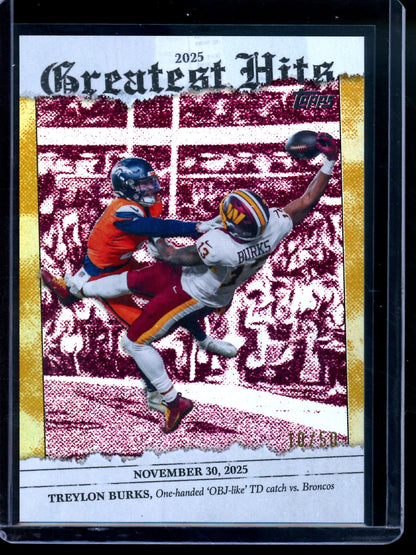 2026 Topps Flagship Treylon Burks Greatest Hits Gold Foil /50 Commanders