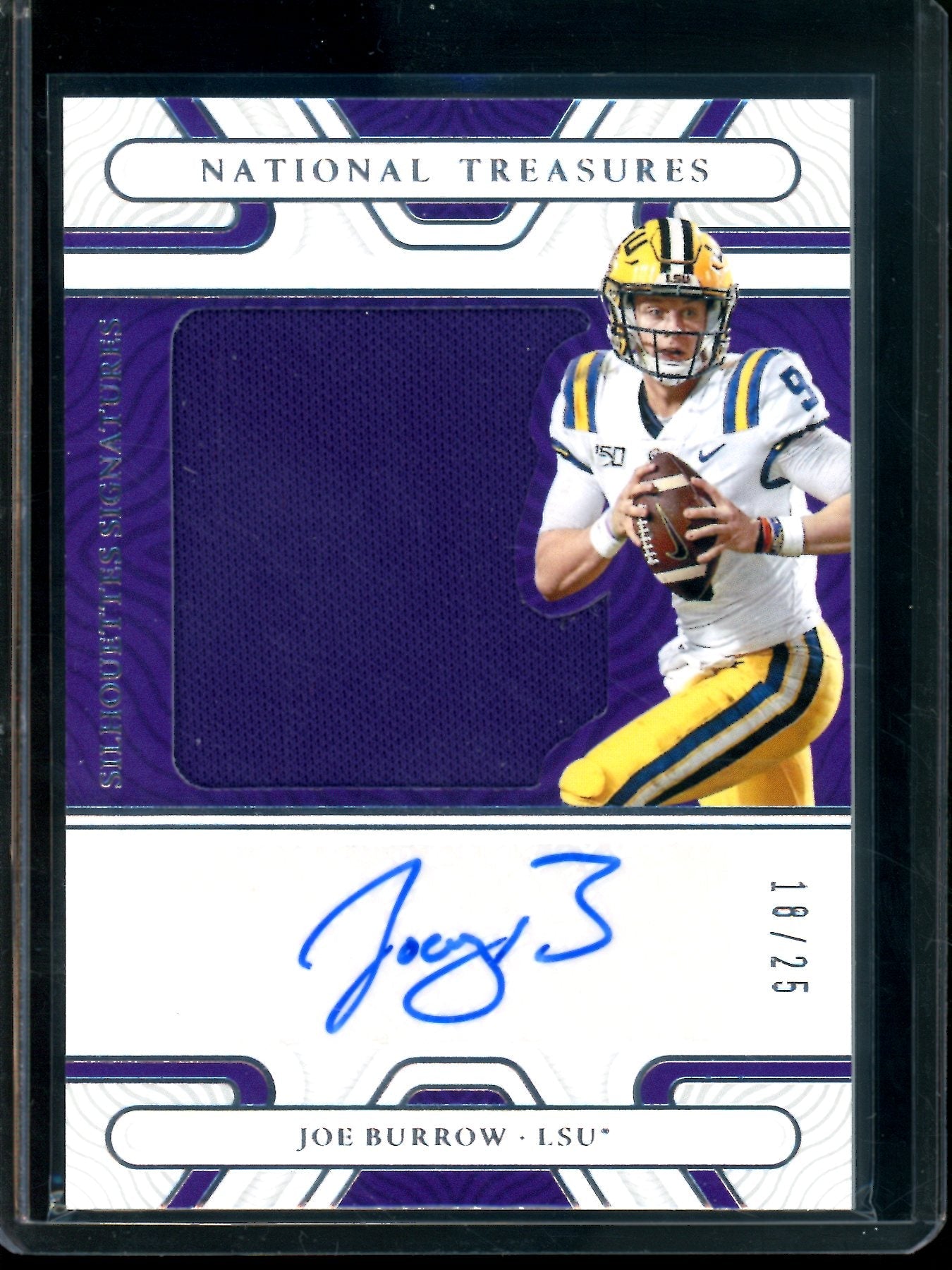 2022 Panini National Treasures Collegiate Joe Burrow Silhouettes Signatures /25 LSU