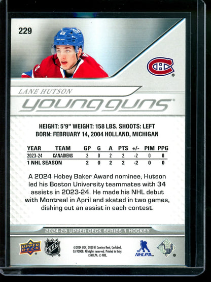 2024 Upper Deck Series 1 Lane Hutson Young Guns Canadiens