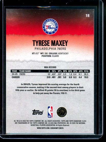 2026 Topps Signature Class Tyrese Maxey Red /25 76ers