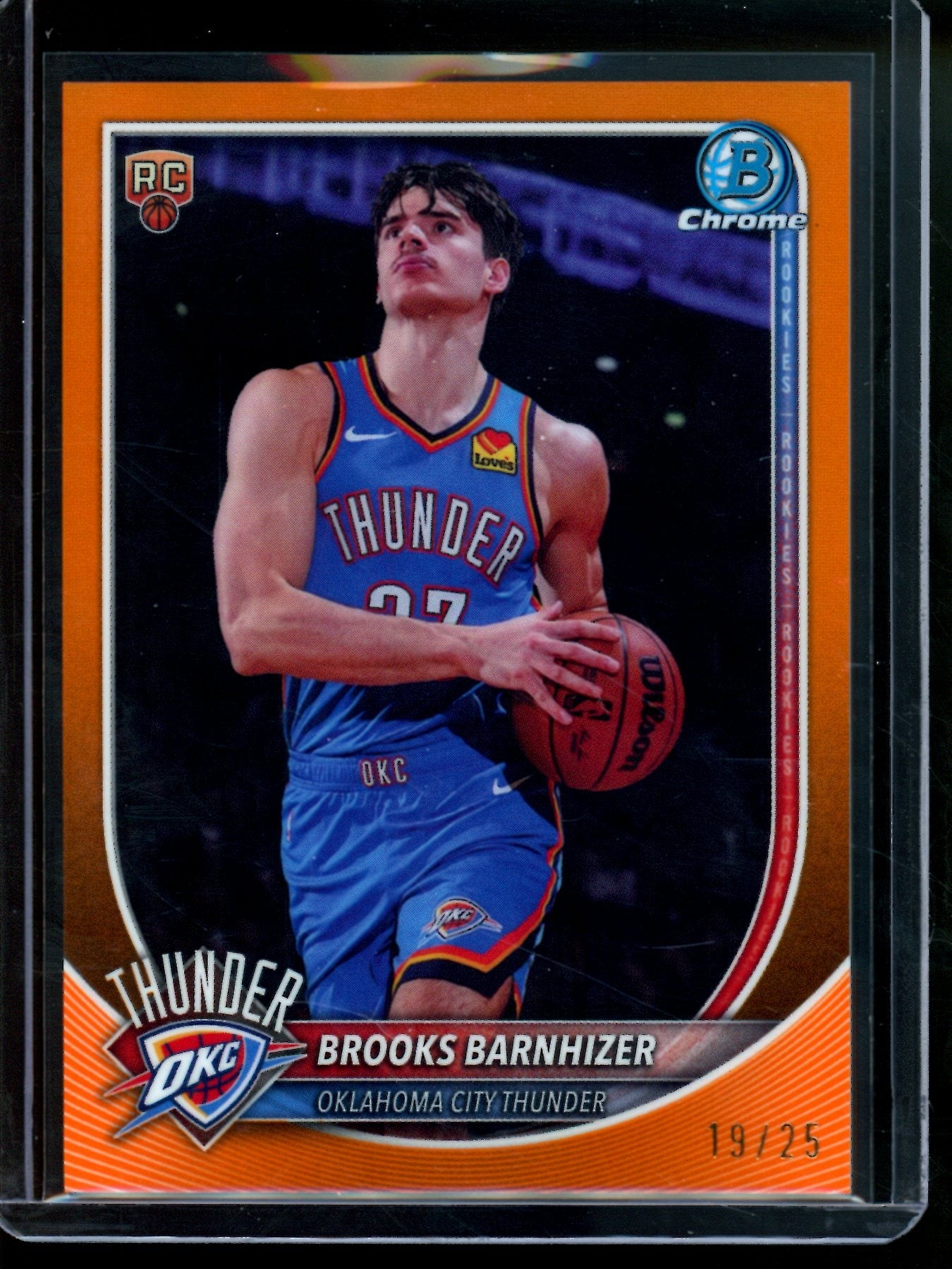 2025 Bowman Chrome Brooks Barnhizer Orange Rookie Refractor /25 Thunder