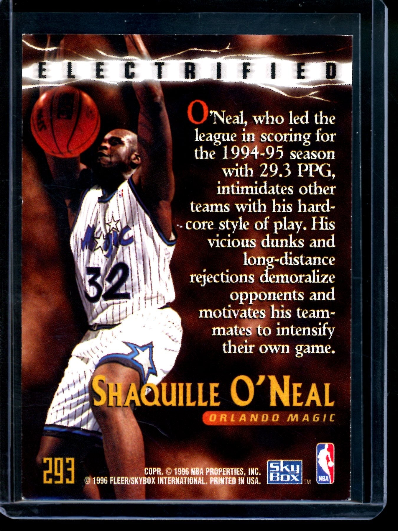 1996 Skybox Shaquille O'Neal Electrified Magic
