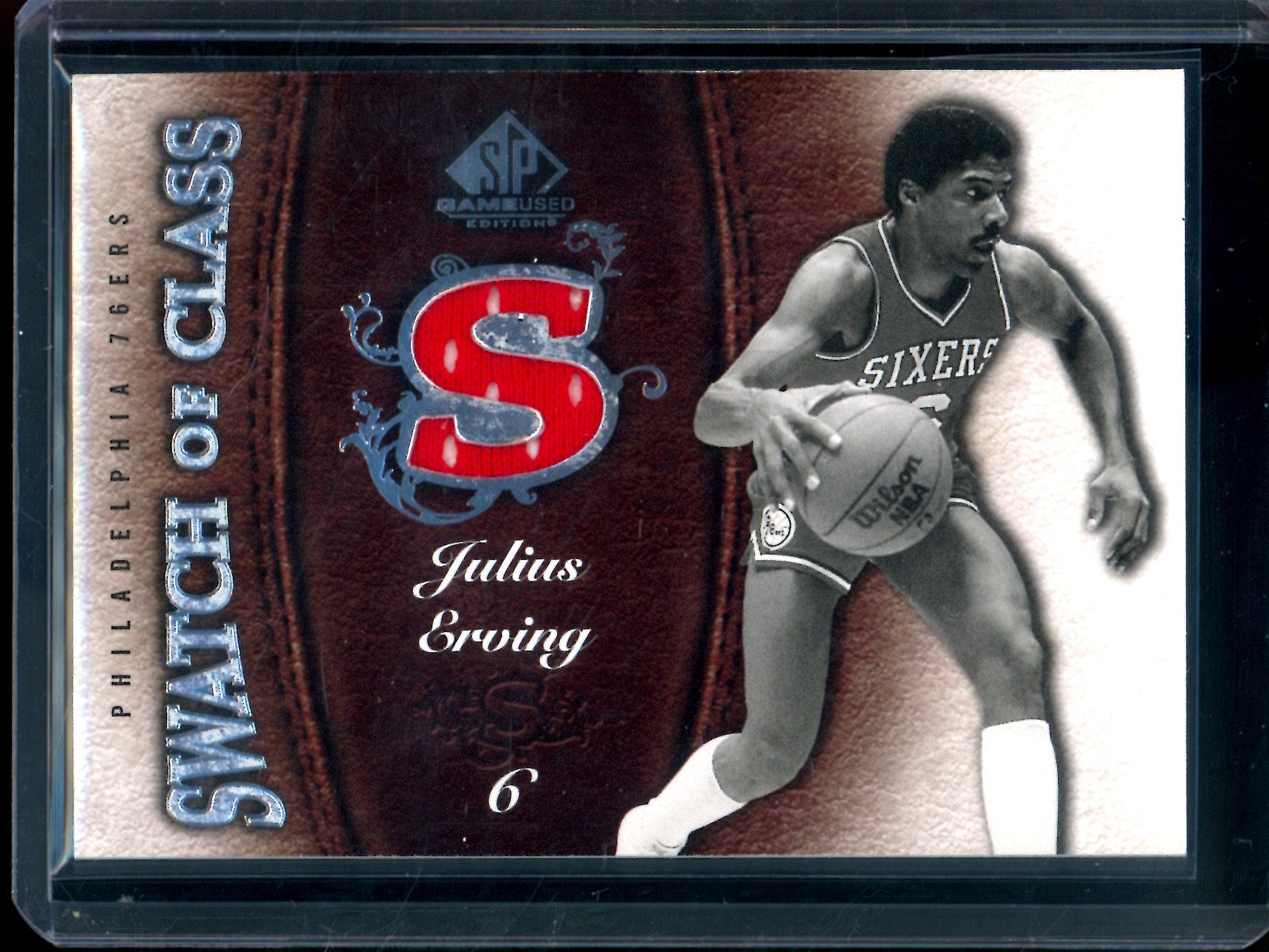 2007 Upper Deck SP Game Used Julius Erving Swatch of Class Jersey Relic 76ers