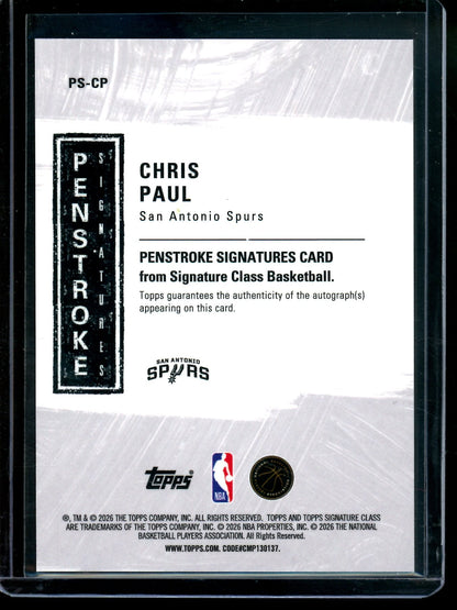 2026 Topps Signature Class Chris Paul Penstroke Autograph Refractor Spurs