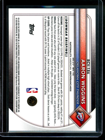 2025 Bowman Chrome Aaron Wiggins Fire Refractor /3 Thunder