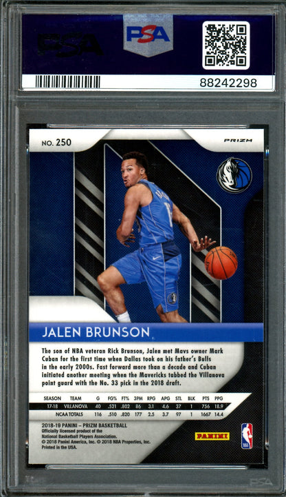 2018 Panini Prizm Jalen Brunson Silver Prizm Rookie #250 PSA 10 Knicks