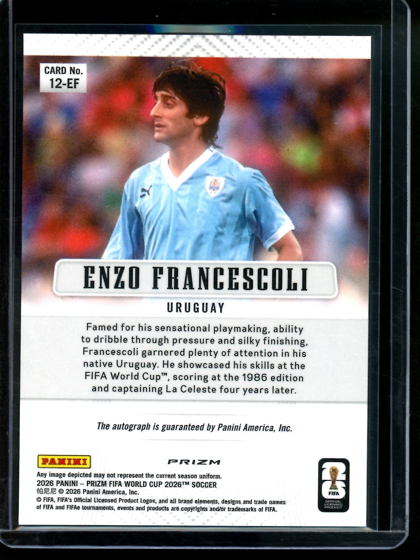 2026 Panini Prizm Enzo Francescoli Wave Refractor Autograph Uruguay