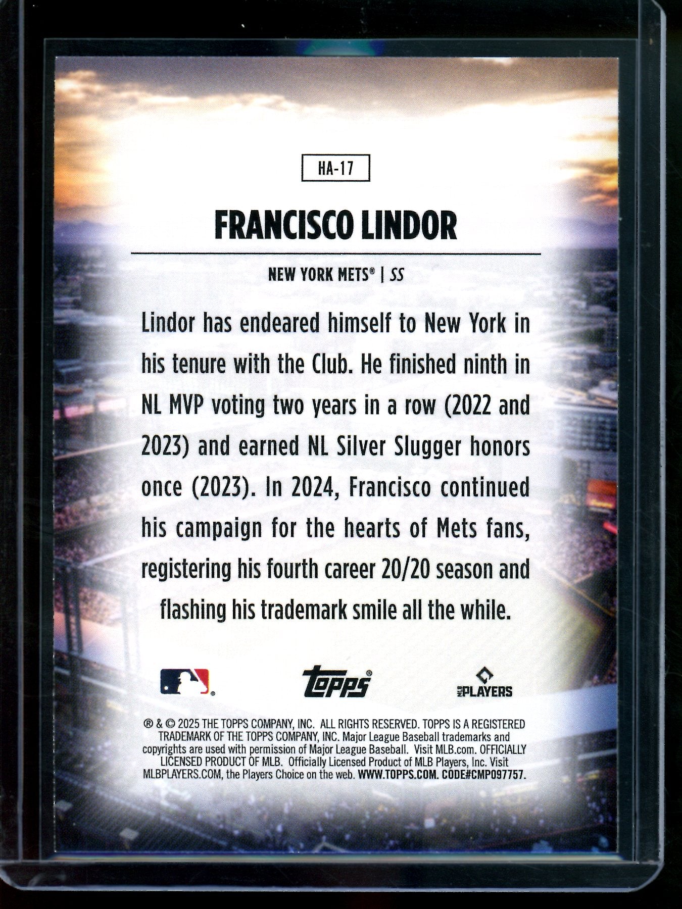2025 Topps Flagship Francisco Lindor Home Field Advantage SP Mets