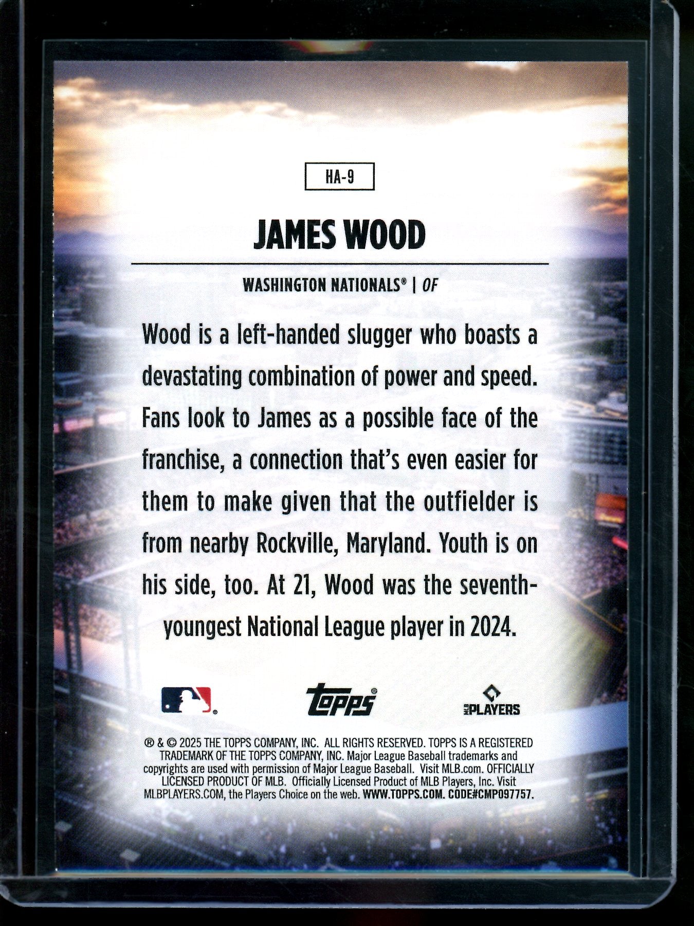 2025 Topps Flagship James Wood Rookie Home Field Advantage SP Nationals