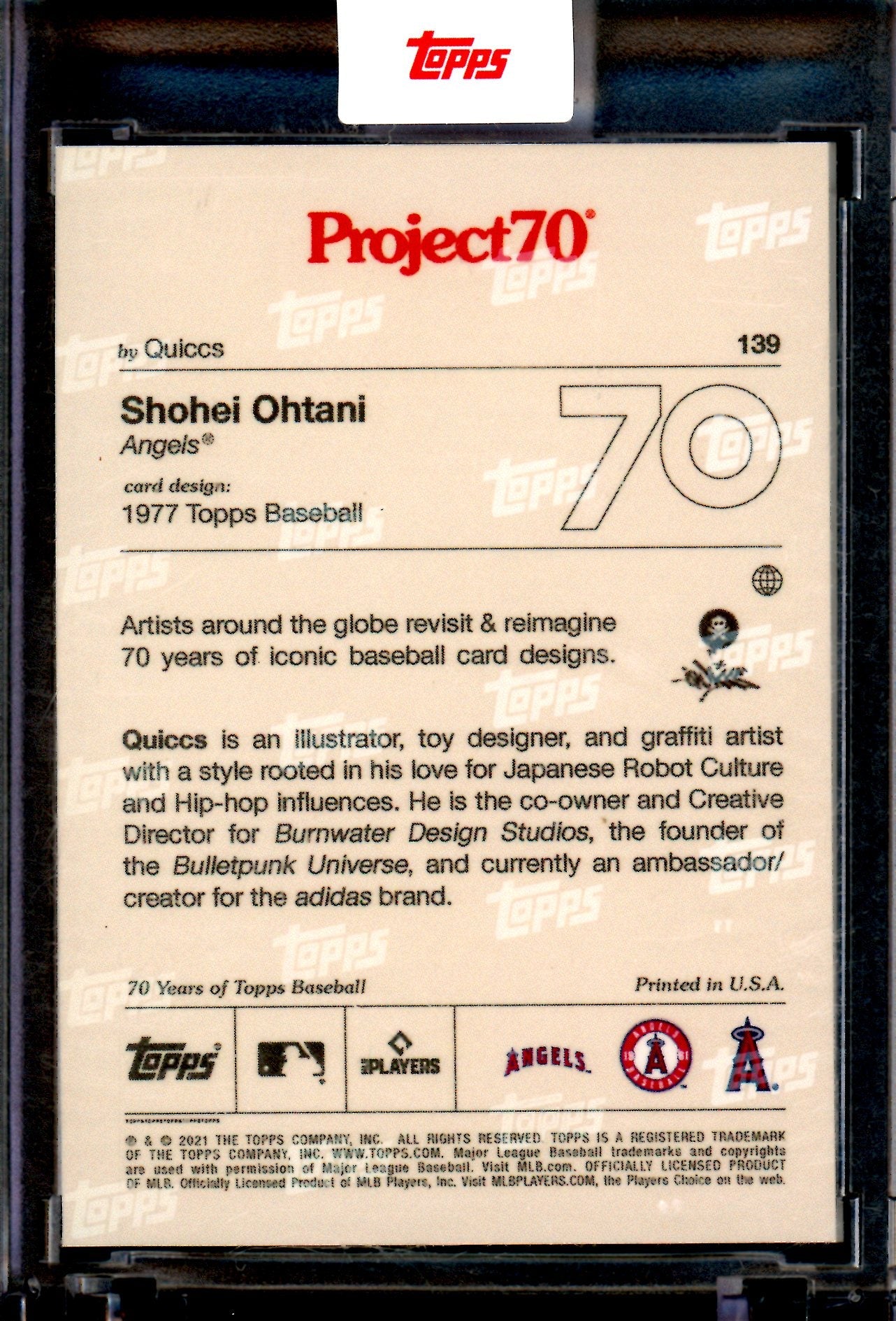 2021 Topps Project 70 Shohei Ohtani Quiccs #139 Encased Angels
