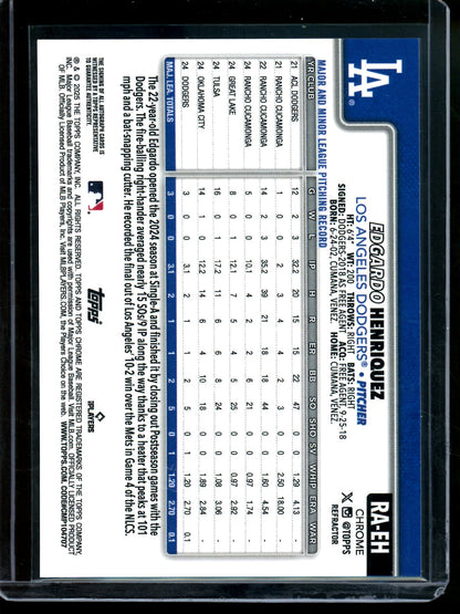 2025 Topps Chrome Edgardo Henriquez Rookie Refractor Autograph /499 Dodgers