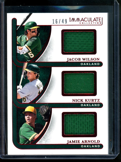 2026 Panini Immaculate Wilson / Kurtz / Arnold Triple Jersey Relic /49 Athletics