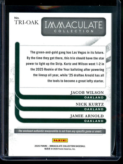 2026 Panini Immaculate Wilson / Kurtz / Arnold Triple Jersey Relic /49 Athletics