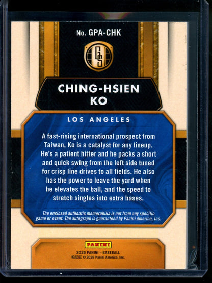 2026 Panini Gold Standard Ching-Hsien KO Patch Autograph /25 Dodgers