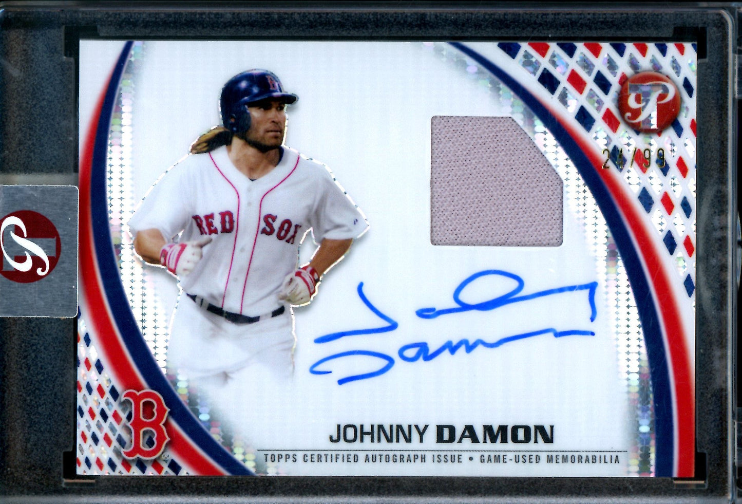2026 Topps Pristine Johnny Damon Patch Autograph Encased /99 Red Sox