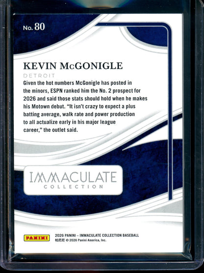 2026 Panini Immaculate Kevin McGonigle Rookie /75 Tigers