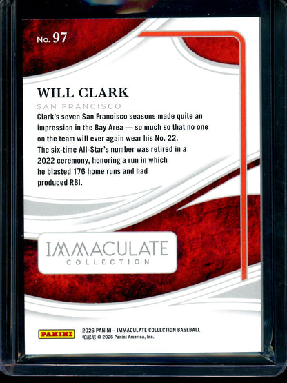 2026 Panini Immaculate Will Clark /25 Giants