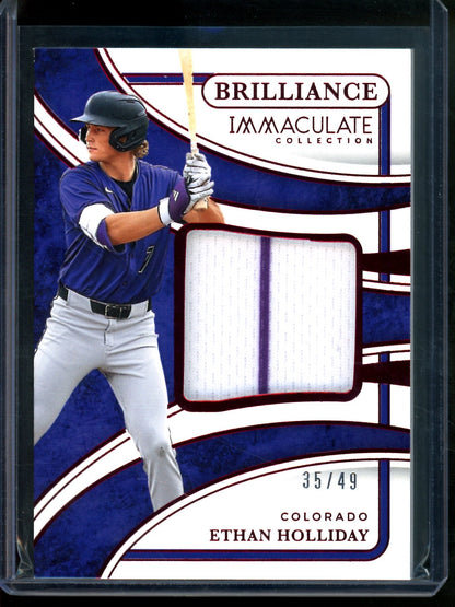 2026 Panini Immaculate Ethan Holliday Brilliance Relic /49 Rockies