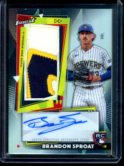 2026 Topps Finest Brandon Sproat Rookie Patch Autograph Brewers