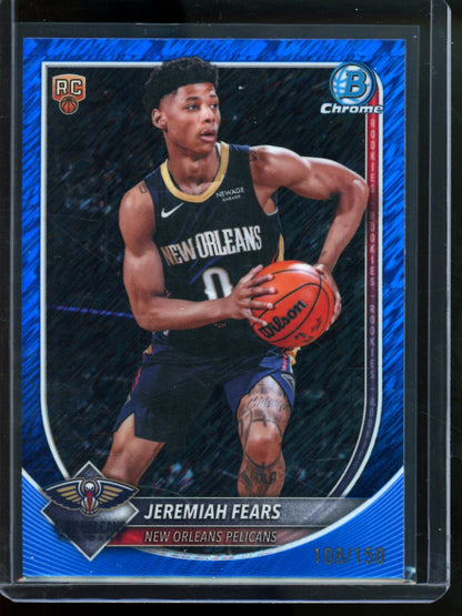 2025 Bowman Chrome Jeremiah Fears Rookie Blue Shimmer /150 Pelicans