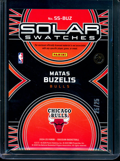 2024 Panini Obsidian Matas Buzelis Solar Swatches Rookie Relic /25 Bulls