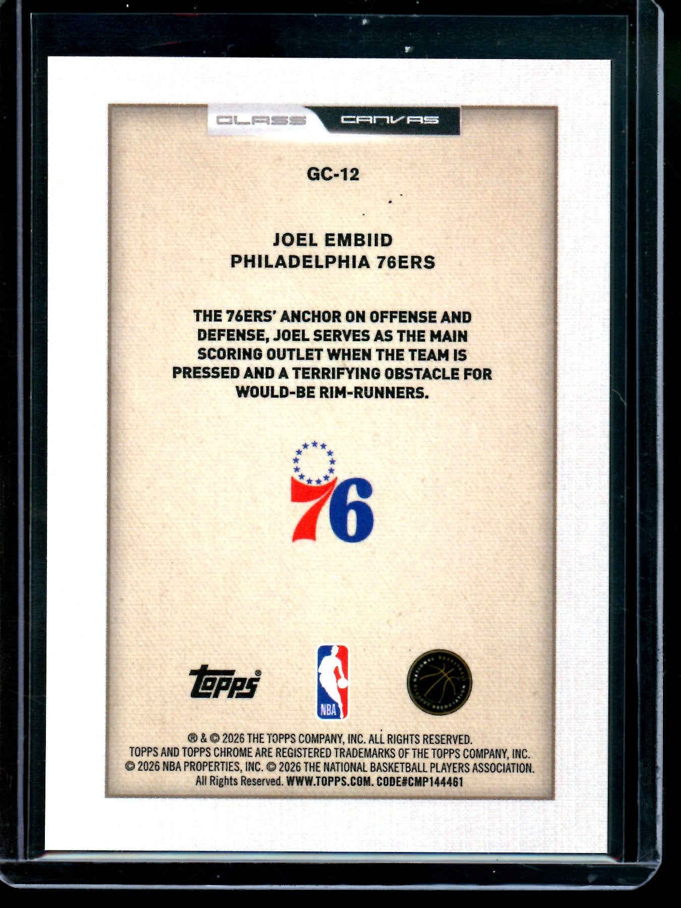 2026 Topps Chrome Joel Embiid Glass Canvas SP 76ers