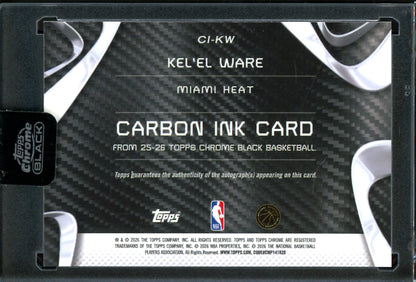 2026 Topps Chrome Black Kel'el Ware Carbon Ink Purple Encased Autograph /75 Heat