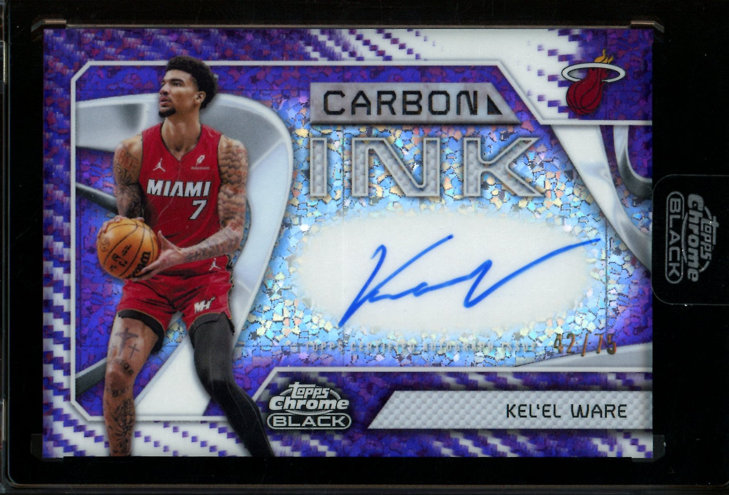 2026 Topps Chrome Black Kel'el Ware Carbon Ink Purple Encased Autograph /75 Heat