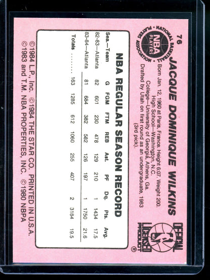 1985 Star Dominique Wilkins #76 Hawks