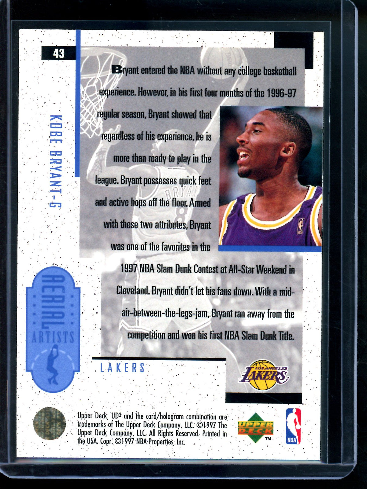 1997 Upper Deck UD3 Kobe Bryant Aerial Assists Lakers - Trading Card Market