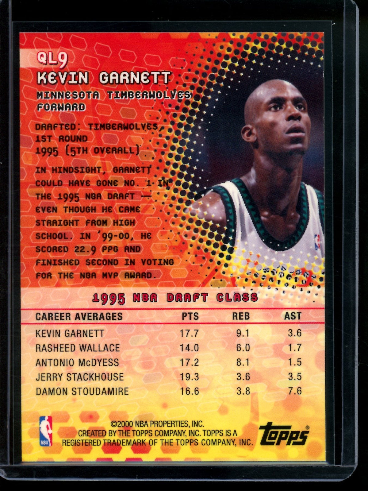 2000 Topps Kevin Garnett Quantum Leaps Timberwolves