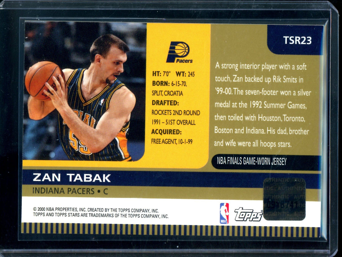 2000 Topps Zan Tabak NBA Finals 2000 Jersey Relic Pacers